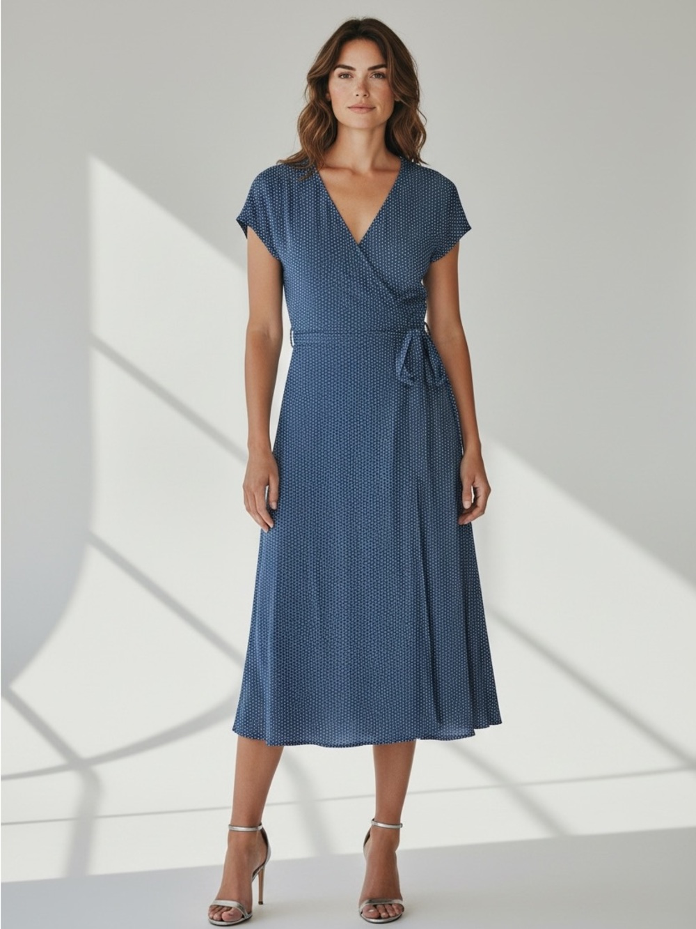 Velvet graham and spencer Costal blue white summer wrap dress euro vacation XL